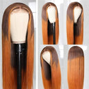 Beauty Forever LT4/30 Ombre Colored Silk Base Fake Scalp Wigs Human Hair Straight Closure Wigs for Women ,Brazilian Remy Hair Wig 150% Density 100% Virgin Human Hair Wig Middle Part 18 Inch Beauty Forever Store