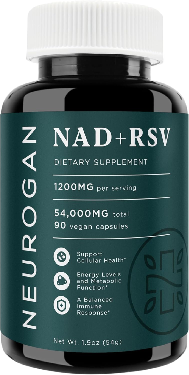 Neurogan NAD+ with Resveratrol Capsules 1:1 Ratio - 1200mg Per Serving, 90 Ct - Cellular Health & Healthy Aging Supplements, Energy & Immune Support - Nicotine Adenine Dinucleotide NAD+ Supplement Infinity Warehouse