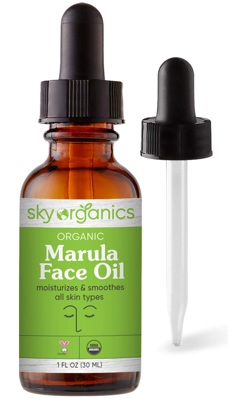 Organic Marula Oil by Sky Organics (1 oz) Cold-pressed USDA Organic 100% Pure Unrefined Marula Oil for Skin and Hair Natural Marula Face Oil Moisturizing Beauty Oil for All Skin Types Sky Organics