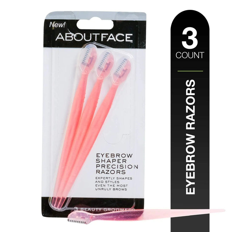 About Face Fuzz-Free Compact Facial Razors for Shaving & Exfoliating - Includes 3 Beauty Groomers - For Face, Lips & Eyebrows About Face