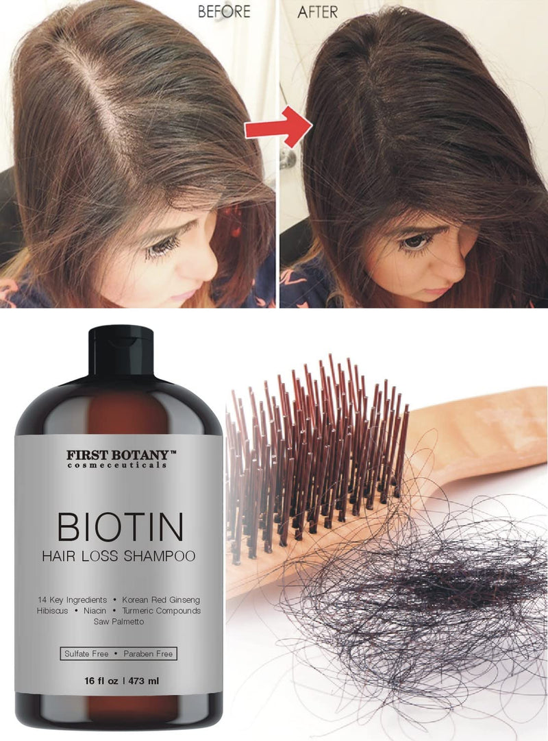 First Botany Cosmeceuticals, Hair Regrowth and Anti Hair Loss Shampoo 16 fl oz, with DHT blockers- Daily Hydrating, Detoxifying, Volumizing Shampoo For Men and Women Infinity Warehouse