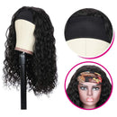Beauty Forever Headband Human Hair Wig Water Wave Glueless Human Hair Wigs With Pre-attached Scarf Non Lace Front Wigs for women Natural Color 200% Density 16 Inch Beauty Forever Store