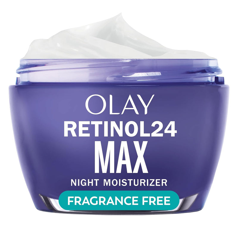 Olay Retinol Face Moisturizer, 24 MAX Anti-Aging Night Cream for Women, Fragrance-Free, Non Greasy - Anti-Wrinkle, Smooth Fine Lines, Tightening, Hydrating Skin Care - Peptides, Glycerin, 1.7 Oz Infinity Warehouse