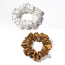 Slip Silk Crystal Large Scrunchies Stardust Collection (White, Bronze) - 100% Pure 22 Momme Mulberry Silk Scrunchies for Women - Hair-Friendly + Luxurious Elastic Scrunchies Set (2 Scrunchies) SLIP