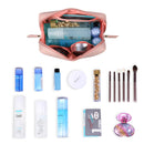 Large Vegan Leather Makeup Bag Zipper Pouch Travel Cosmetic Organizer for Women and Girls (Large, Pink) Narwey