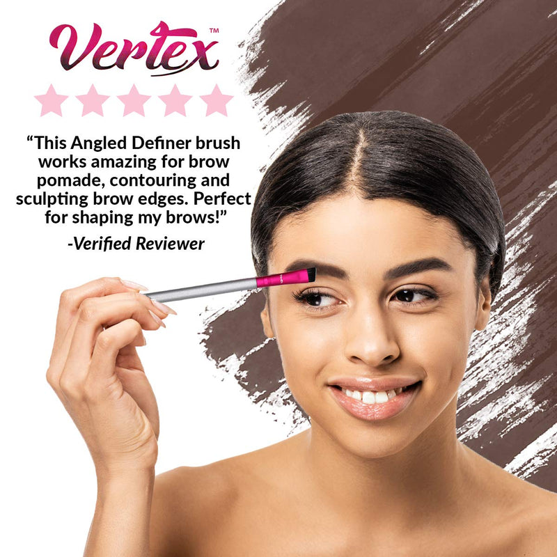 Eyebrow Brush Kit Thin Angled - Eye Brow Concealer Contour Brush to Shape and Conceal Eyes Duo Spoolie Brushes Firm Bristles Definer for Filling Pomade Gel | Defining Arches Winged Eyeliner Stencil Vertex