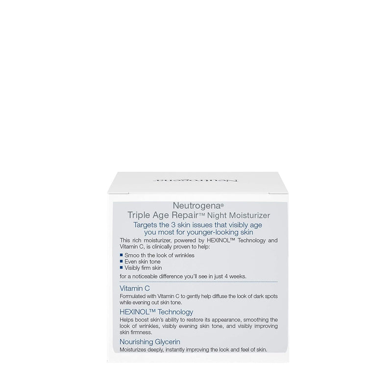 Neutrogena Triple Age Repair Night Cream, 1.7oz Jar, Anti-Aging Face Cream, Face Moisturizer For Women & Men, Hydrating Night Face Moisturizer for Even Skin Tone & Firming, Vitamin C Infinity Warehouse