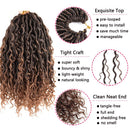 Alimiriam New Goddess Locs Crochet Hair 6 Packs 14 inch Faux Locs Wavy Crochet Curly Hair Faix Locs Crochet hair with Curly Ends River Curls Crochet Hair (14" 6Packs T1B/30