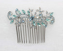 Faship Gorgeous Aqua Rhinestone Crystal Floral Hair Comb Faship