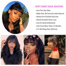 Loose Deep Human Hair Wigs with Bangs Brazilian Virgin Loose Deep Human Hair Wigs None Lace Front Wigs Human Hair 130% Density Glueless Machine Made Bob Wigs for Black Women Natural Color 22 Inch Beafay Hair