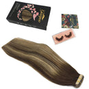 GOO GOO Tape in Hair Extensions Human Hair 20 Inch Ombre Chocolate Brown to Honey Blonde Remy Hair Extensions 20pcs 50g Straight Remy Human Hair Extensions Tape in GOO GOO Store