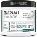 pureSCRUBS Premium Lemongrass Dead Sea Salt Body Exfoliator Scrub, Full Exfoliating Body Scrubber - Large 16oz Jar, Filled With Essential Oils, Includes Spoon, Loofah & Exfoliating Skin Soap Infinity Warehouse
