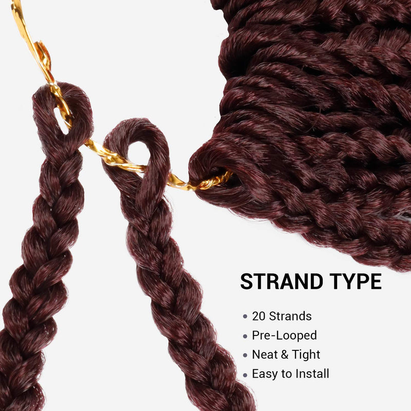 12 Inch AU-THEN-TIC Box Braid Crochet Hair Crochet Box Braids Hair Mambo Twist Braiding Pre-Stretched Pre Looped Hair Extensions (12 Inch (Pack of 8), 99J (Black Burgundy)) AU-THEN-TIC