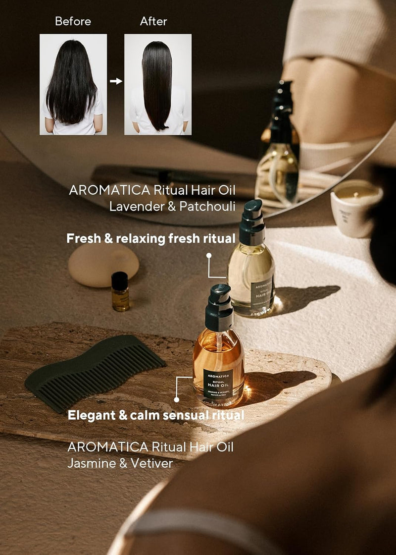 AROMATICA Ritual Jasmine & Vetiver Hair Oil 1.6 fl. oz - Nourishing Silicone-Free Oil for Damaged frizzy Blow out Hair with Pure Fragrance Infinity Warehouse