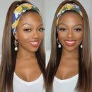 UNice Ombre Blonde Highlight Human Hair Headband Wigs for Black Women Brazilian Virgin Hair Glueless Brown mixed honey Blonde Streaks None Lace Front Straight Human Hair Wig T1B412 Colored 24 inch UNICE Store