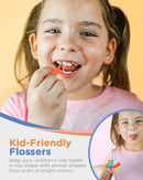 Piico Dental Floss Picks, Dual Line Unflavored Kids Flossers Without Fluoride, Fun & Colorful Designs with Slim Kids Floss & Portable Travel Case, Prevent Tooth Decay & Gum Disease, 120 Count PIICO