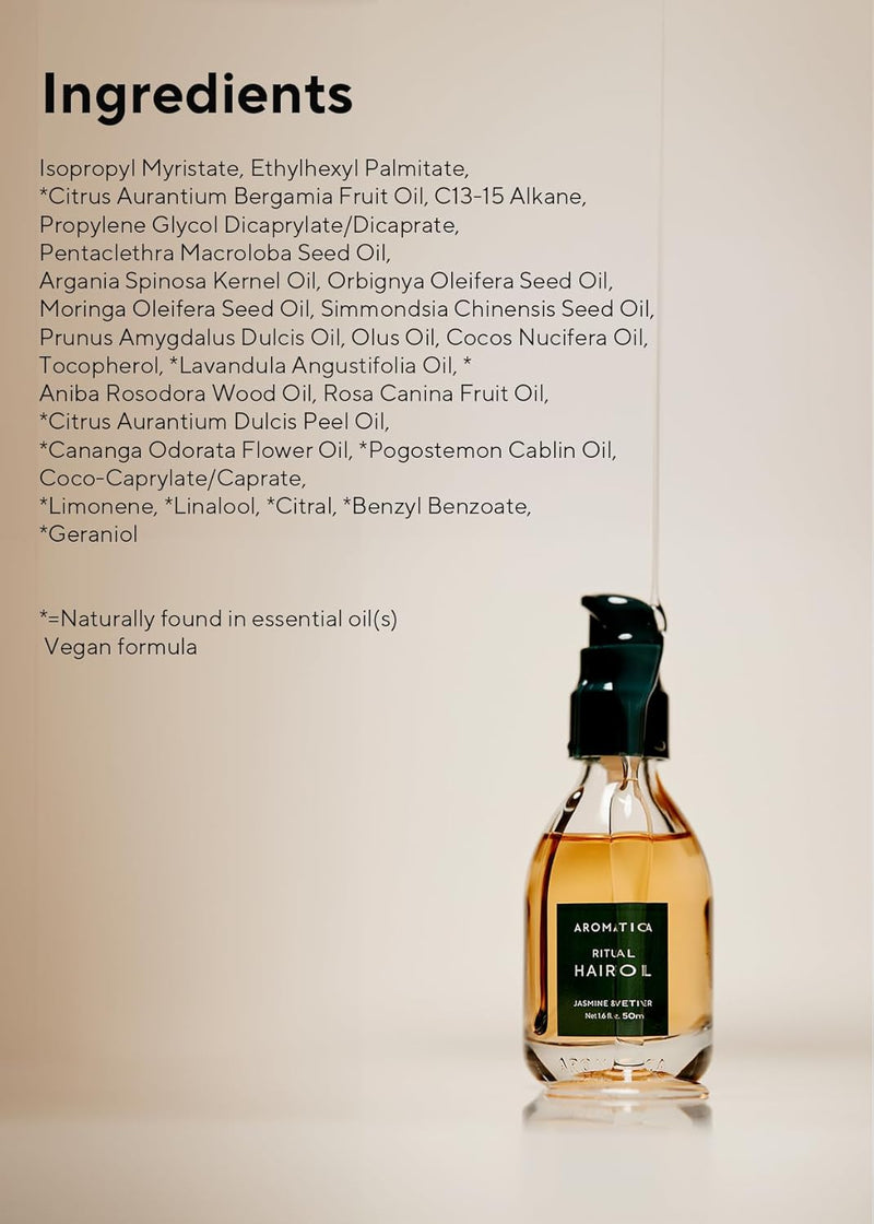 AROMATICA Ritual Jasmine & Vetiver Hair Oil 1.6 fl. oz - Nourishing Silicone-Free Oil for Damaged frizzy Blow out Hair with Pure Fragrance Infinity Warehouse