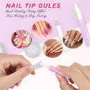 Clear Coffin Nail Tips Set, MORGLES 500 Pcs Clear Fake Nails French Tip Nails Acrylic Long Coffin Half Cover Nail Tips Ballerina False Nails with Nail Clipper Files and Glues,Cuticle Pusher and Fork MORGLES