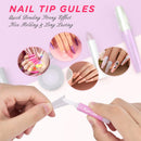 Clear Coffin Nail Tips Set, MORGLES 500 Pcs Clear Fake Nails French Tip Nails Acrylic Long Coffin Half Cover Nail Tips Ballerina False Nails with Nail Clipper Files and Glues,Cuticle Pusher and Fork MORGLES