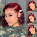 Colored Human Hair Lace Front Wigs Wine Red Human Hair Wigs For Black Women 10a Human Hair Curly Wigs Glueless Pre-Plucked With Baby Hair 10A Virgin Hair Lace Frontal Wigs Human Hair Lace Wigs Jasperel