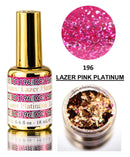 DND DC PLATINUM Gel Polish, Premium Gel Polish for Nails Containing Glitter, Daisy Nails (with bonus side Glitter) Made in USA (Lazer Pink Platinum (196).) DND DC