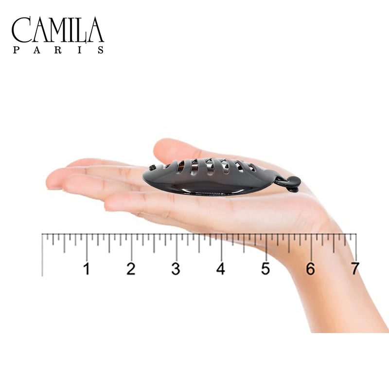 Camila Paris CP2428 3.25 inch French Banana Clip Hair Comb, Round Girls Ponytail Holder Interlocking Banana Combs For Volume Thick Hair. Fashion Styling Hair Accessories for Women, Made in France Camila