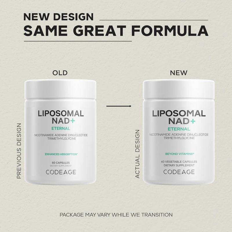 Codeage Liposomal NAD+ Supplement - NAD Nicotinamide Adenine Dinucleotide Coenzyme Pills - 500 mg NAD+ Per Serving & Betaine Anhydrous - Liposomal Delivery - Vegan, Non-GMO, Gluten-Free - 60 Capsules Infinity Warehouse