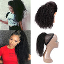 Seelaak 20 Inches Kinky Straight Ponytail Drawstring Human Hair Extension 10A Brazilian Natural Black Yaki Straight Ponytail Hairpiece for Black Women (1B