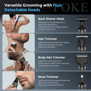 FOKE Back Shaver for Men, Ultra-Wide 1.8" T-Shaped Head, Travel Case, LED 4 in 1 Mens Back Shaver Rechargeable with Long Handle, Safety Lock, IPX7, Multi-Functional Back Trimmer for Men, (Dark Black) Infinity Warehouse