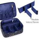 Travel Makeup Bag Large Cosmetic Bag Make up Case Organizer for Women and Girls (Blue Galaxy) Narwey