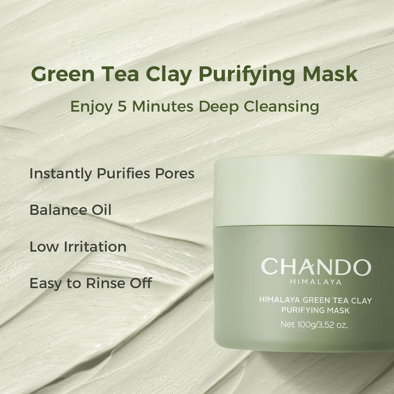 Purifying Green Tea Mask, Natural Facial Clay Mask Deep Pore Cleansing with Green Tea Extract and Portulaca Extract, for Clogged Pores, Detoxifies & Balance Oil, 3.52 fl.oz Infinity Warehouse