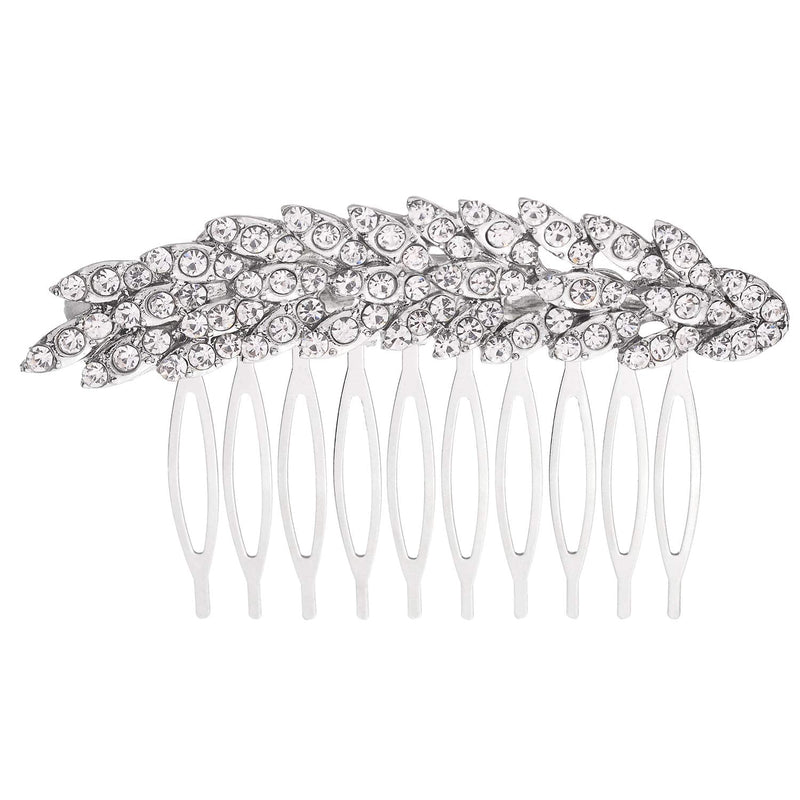Lux Accessories Pave Crystal Leaf Branch Bridal Bride Bridesmaid Hair Comb LUX ACCESSORIES