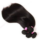 QinMei Brazilian Straight Hair 3 Bundles 10A 100% Virgin Unprocessed Human Hair Weave Extensions Brazilian Remy Straight Human Hair Bundles Natural Black Color (12 14 16 inch) QinMei