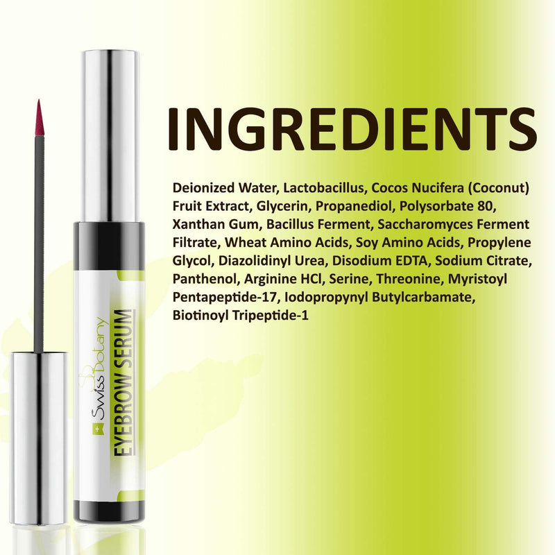Swiss Botany Eyebrow Serum, Regrow, Enhance and Nourish Existing Eyebrows, Noticeable Results within Two Weeks, Easy to Use, All Skin Types Swiss Botany