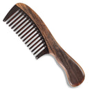 Onedor Handmade 100% Natural Chacate Preto With Buffalo Horn Wide Tooth Hair Combs - Anti-Static Sandalwood Scent Natural Hair Detangler Wooden Comb (Buffalo Horn Wide Tooth with Ripple Shape Handle) Onedor