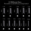 Noverlife 1100PCS Deep C/U Curved Square Shape French False Nail Tips, 11 Sizes, Long Acrylic Half Cover Fake Nail Tips, Artificial Nail art Finger Tips for Salon DIY Mani-pedi Nail Design Practice Noverlife