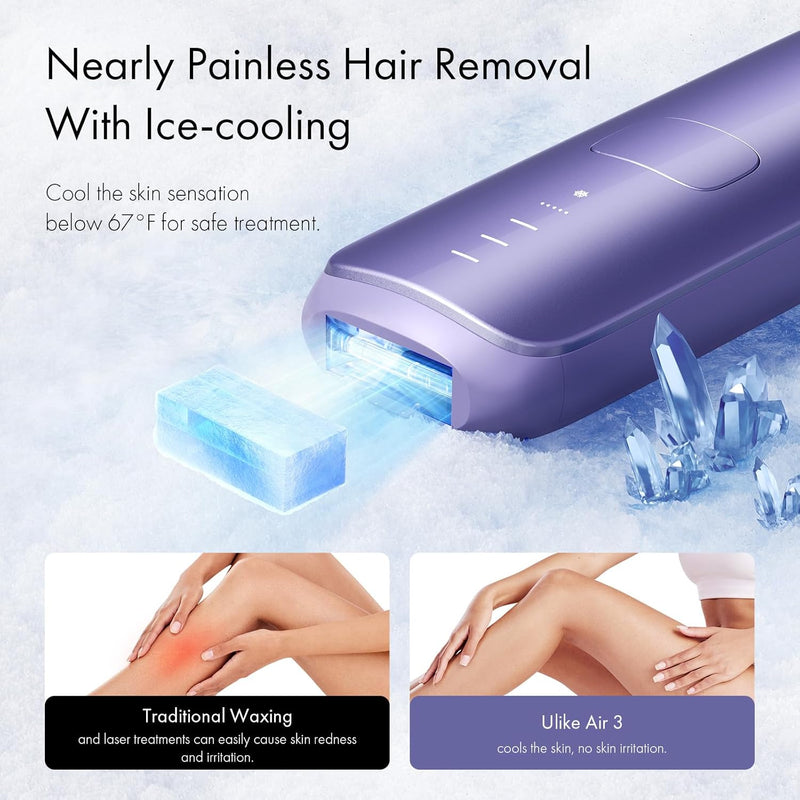 Ulike Laser Hair Removal for Women and Men, Air 3 Ice-Cooling IPL Device Hair Removal for Nearly Painless & Long-Lasting Results, 3 Modes & Auto Flashing for Fast Full Body Hair Removal from Home - Infinity Warehouse