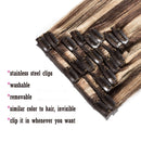 8 Inch Clip in Hair Extensions 100% Human Hair 45g Thin 8 Pcs Clip on Remy Human Hairpieces Highlight Standard Weft Soft Straight Hair for Women Beauty Day Bayalage
