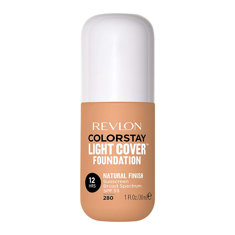 Revlon ColorStay Light Cover Liquid Foundation, Hydrating Longwear Weightless Makeup with SPF 35, Light-Medium Coverage for Blemish, Dark Spots & Uneven Skin Texture, 280 Tawny, 1 fl. oz. REVLON Store