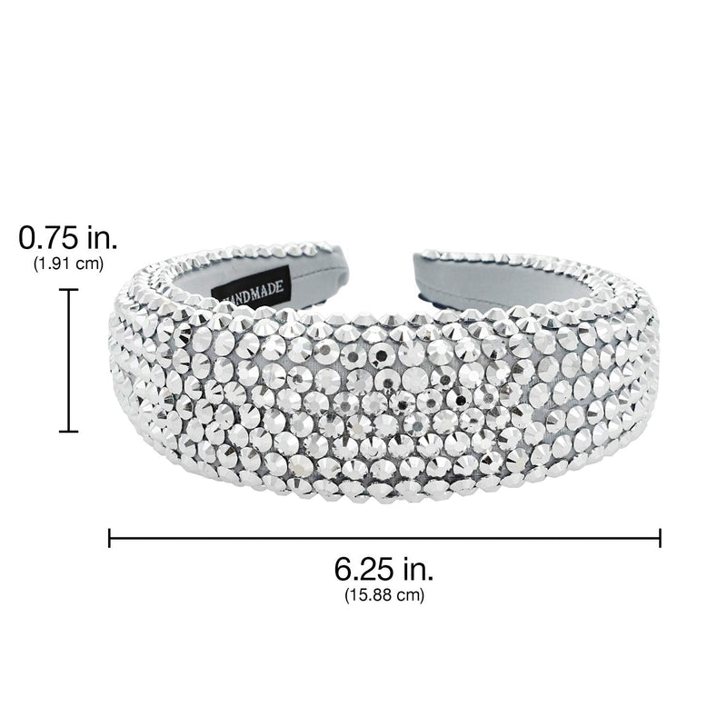 SP SOPHIA COLLECTION Women's Sparkling Crystal Padded Rhinestone Wide Bejeweled Hair Headband Party Hairband Hair Accessories in Silver SP Sophia Collection Store