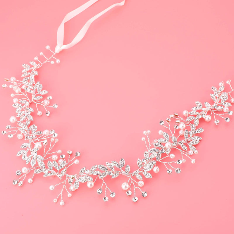 MA STRAP Handmade Crystal Rhinestones Headband Floral Headpiece Wedding Bridal Hair Accessories MA STRAP