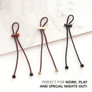 Pulleez Plus Sliding Ponytail Holder, 13" - Gold Knot Metal Charms - Navy Elastic Hair Tie Bracelet Pulleez