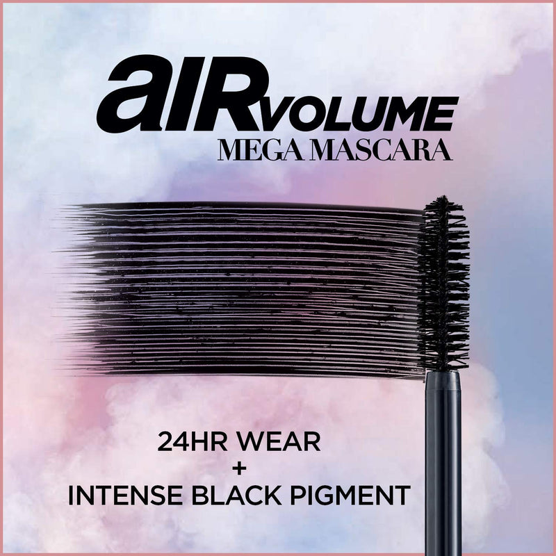L'Oreal Paris Air Volume Mega Mascara Lightweight Mega Volume Washable, Blackest Black, Washable, Washable Blackest Black 0.3 Fl Oz L'Oreal Paris