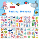 Mocossmy Animal Temporary Tattoos for Kids,10 Sheets Ocean Theme Waterproof Fake Tattoos Body Decoration DIY Crafts for Boys Girls Birthday Party Favor Supplies Goodie Bag Filler Stuffers Gifts Mocossmy