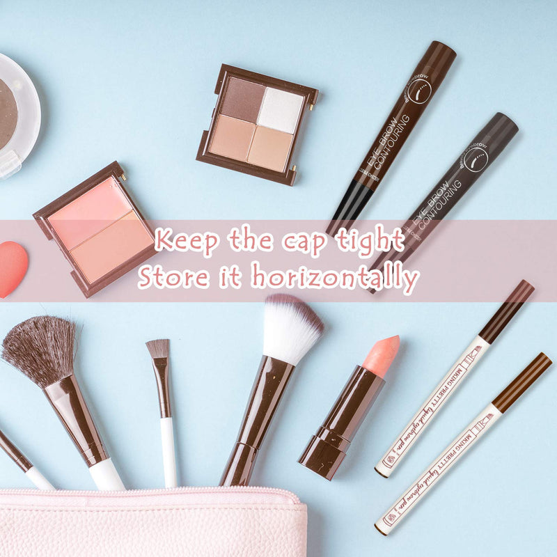 Ainviata 2pcs Waterproof Liquid Eyebrow Pencil w/Micro-Fork Tip Applicators, Microblading Eyebrow Pen Brown Eyebrow Tattoo Pen Creates Natural Makeup Ainviata