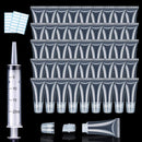 AMORIX 50PCS 5ml Refillable Lip Gloss Tubes Empty Soft Cosmetic Tubes Lip Balm Containers for Women Girls Cosmetic Sample DIY with Free Syringe + Tag Labels Stickers AMORIX