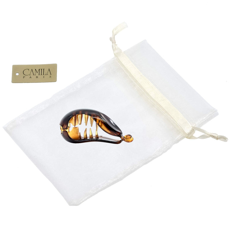 Camila Paris CP2301 2.75 Inch Small Hair Clips for Women Tortoiseshell, Strong Hold Decorative, Durable Styling Girls Hair Accessories. Hair Ponytail For Women with Curly Thick Hair. Made in France Camila
