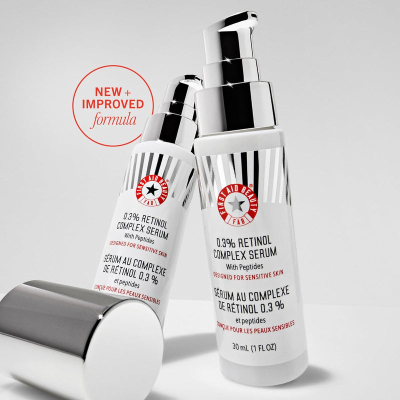 First Aid Beauty - 0.3% Retinol Complex Serum with Peptides, Designed for Sensitive Skin, Helps Visibly Improve Lines and Wrinkles with Less Irritation than Traditional Retinol, Non-Comedogenic, 1 oz Infinity Warehouse