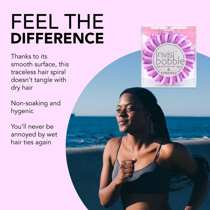 invisibobble Extra Hold Traceless Spiral Hair Ties - The Secret Purple - Strong Elastic Grip Coil Accessories for Women - No Kink, Non Soaking - Gentle for Girls Teens and Thick Hair invisibobble