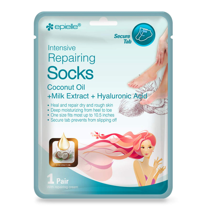 Epielle Intensive Repairing Masks for Hand and Foot (Glove & Socks-12pk) Dry Hand, Dry & Cracked Heel to toe Spa Masks Coconut Oil + Milk Extract + Hyaluronic Acid | Gift set for women, Spa Gift for women Epielle